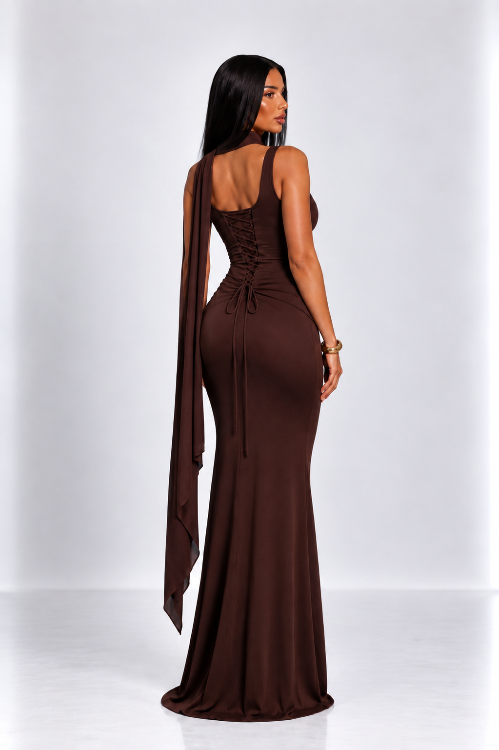 Sculpt maxi dress brown