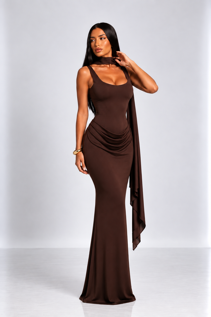 Sculpt maxi dress brown