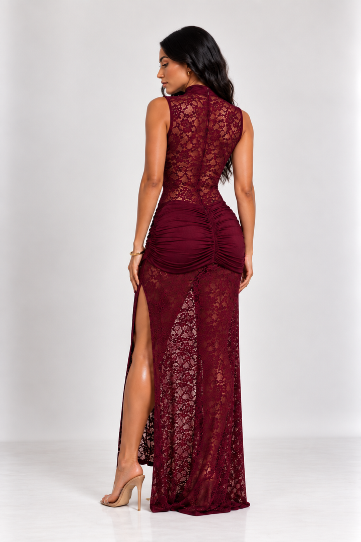 Burgundy lace dress