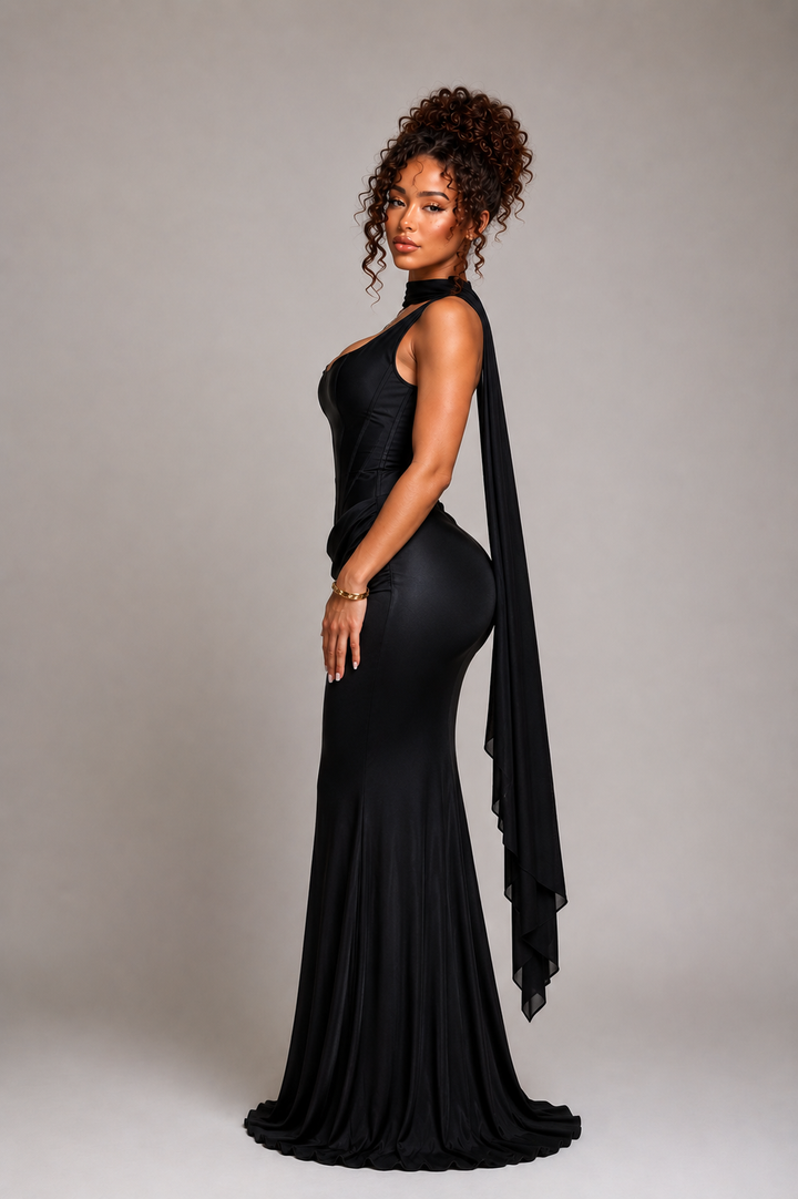 Sculpt maxi dress black