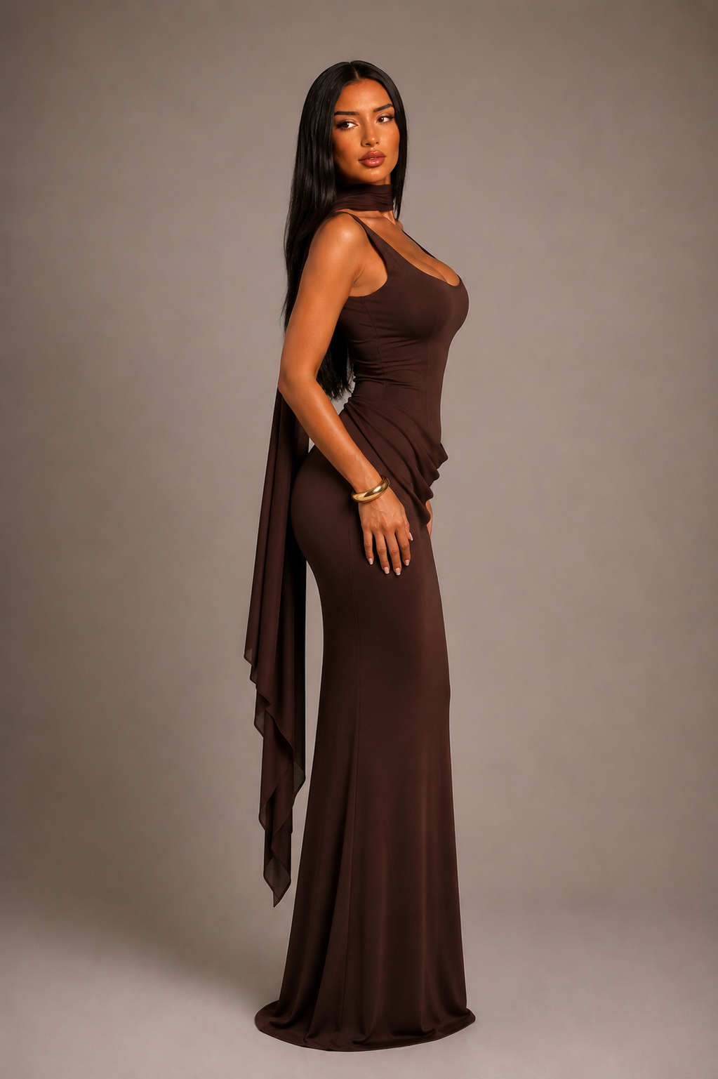 Sculpt maxi dress brown