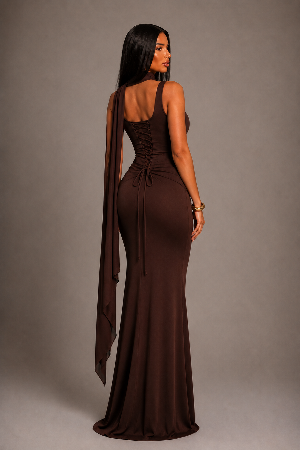 Sculpt maxi dress brown