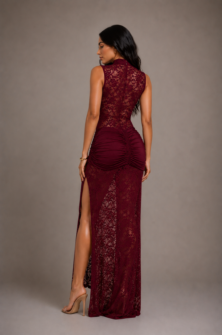 Burgundy lace dress
