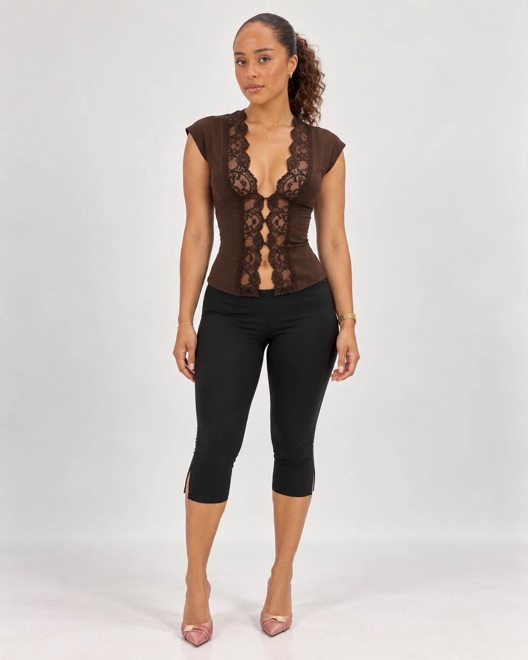 Élodie Lace Top Coffee