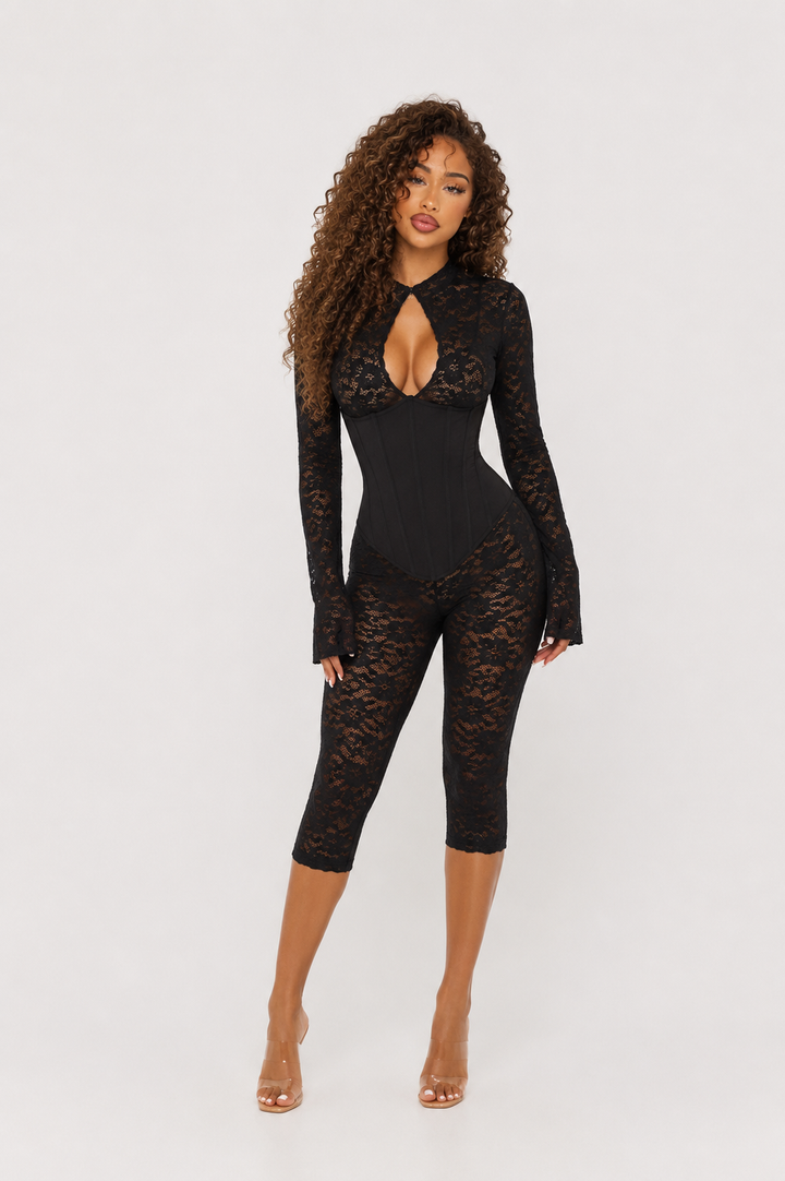 Black lace suit