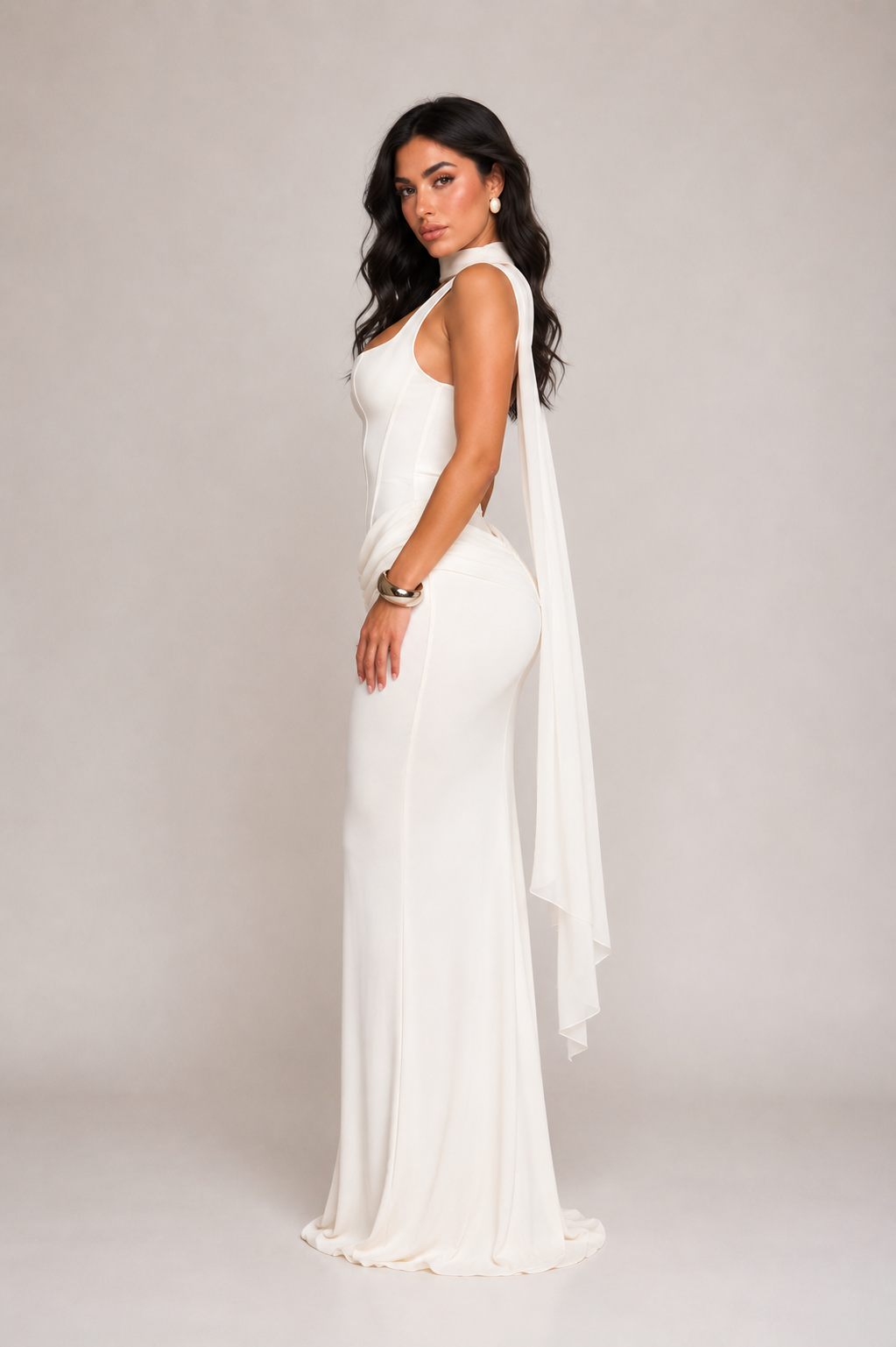Sculpt maxi dress white